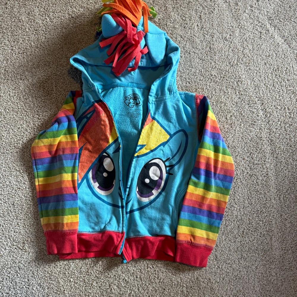 My Little Pony Rainbow Dash young Girls Blue Hooded Full Zip Fleece Hoodie L